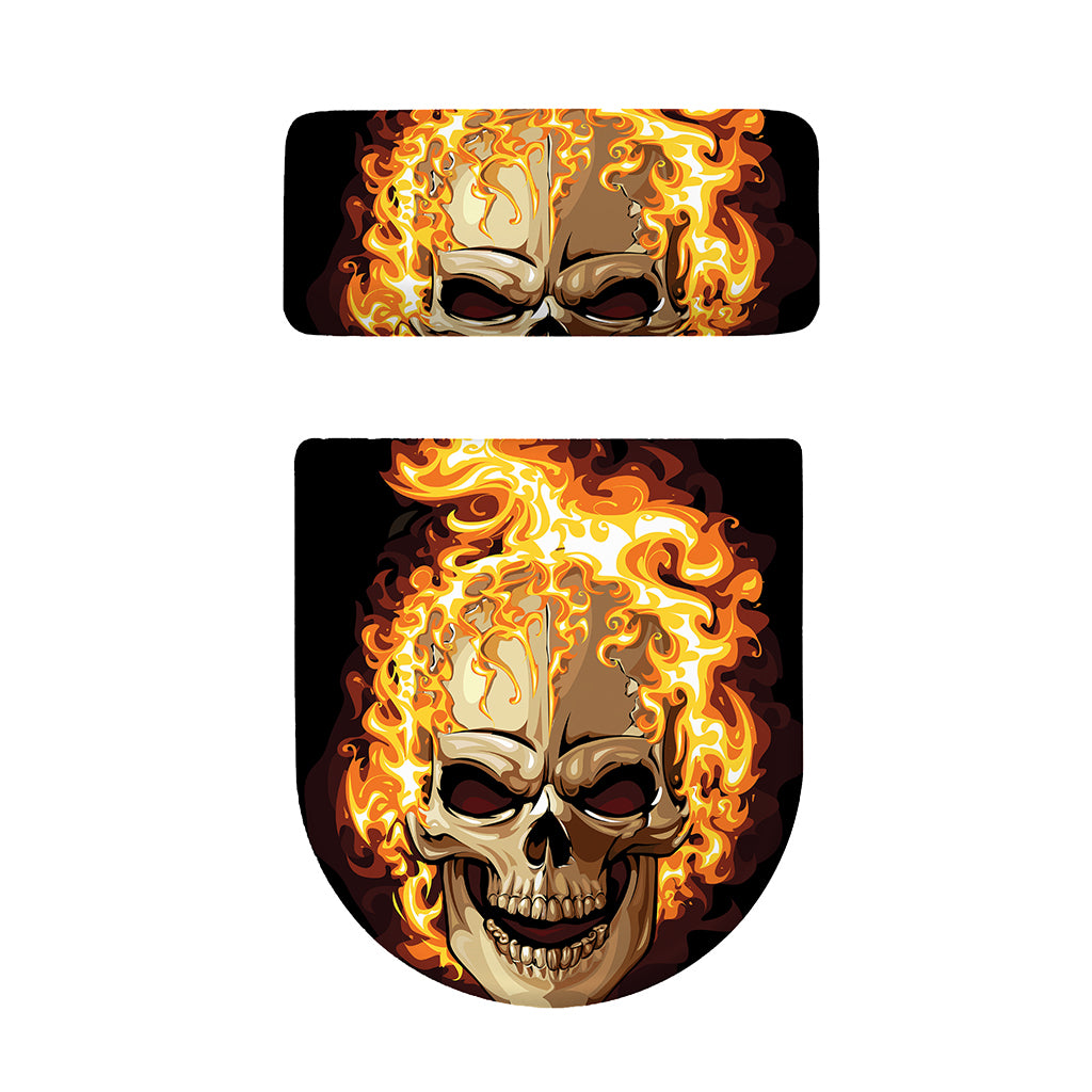 Burning Skull Print Toilet Lid And Tank Cover Set