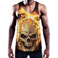 Burning Skull Print Men's Workout Tank Top