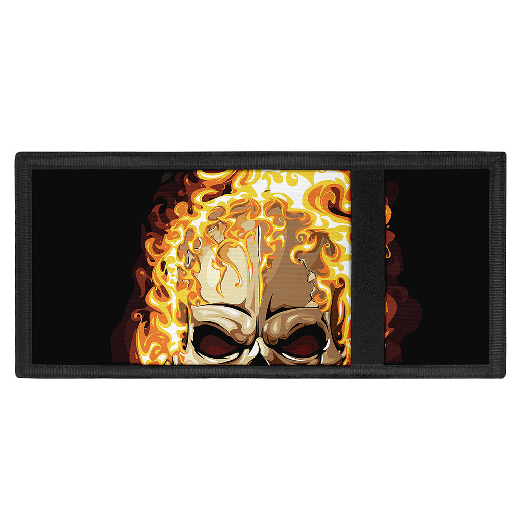 Burning Skull Print Trifold Wallet