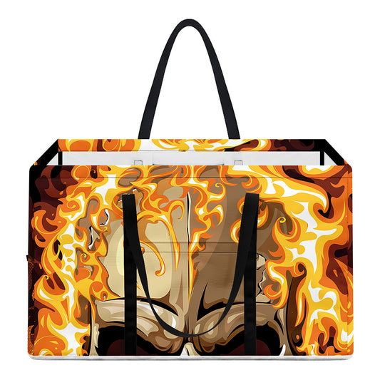 Burning Skull Print Utility Tote Bag