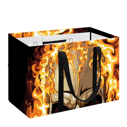 Burning Skull Print Utility Tote Bag