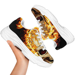 Burning Skull Print White Chunky Shoes