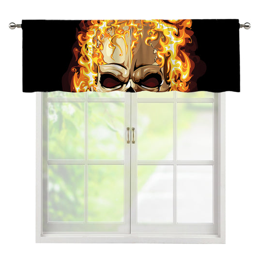 Burning Skull Print Window Valance