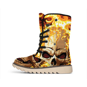 Burning Skull Print Winter Boots