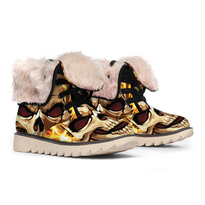 Burning Skull Print Winter Boots