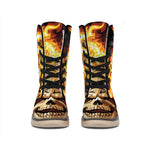 Burning Skull Print Winter Boots