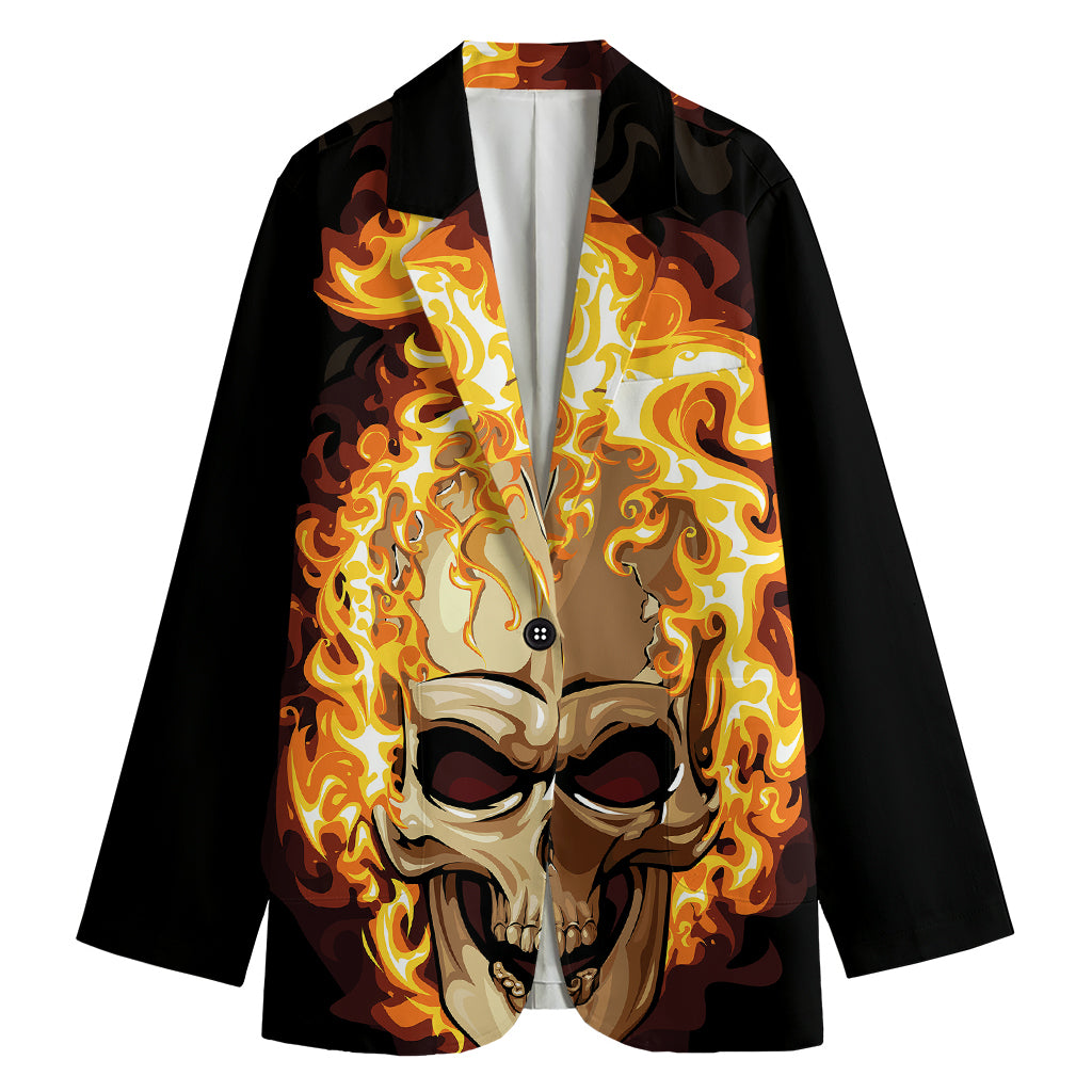 Burning Skull Print Women's Blazer