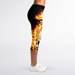 Burning Skull Print Women's Capri Leggings