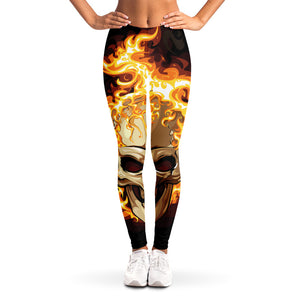 Burning Skull Print Women's Leggings