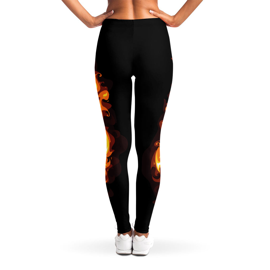 Burning Skull Print Women's Leggings