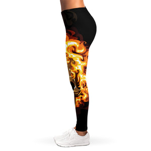 Burning Skull Print Women's Leggings