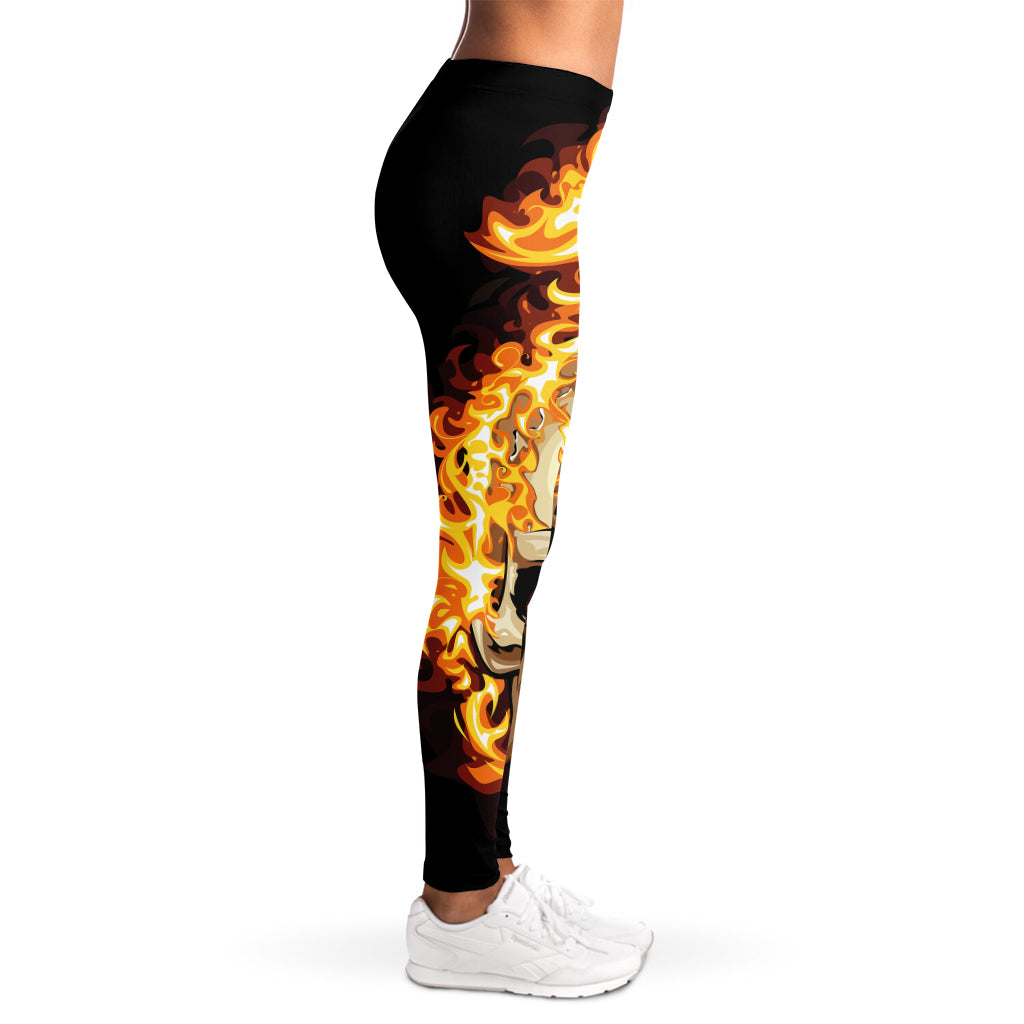 Burning Skull Print Women's Leggings