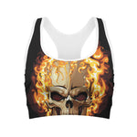 Burning Skull Print Women's Sports Bra