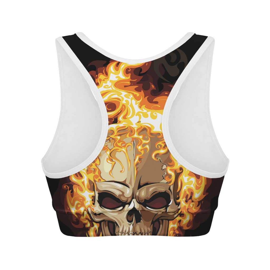 Burning Skull Print Women's Sports Bra