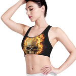 Burning Skull Print Women's Sports Bra