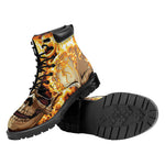 Burning Skull Print Work Boots