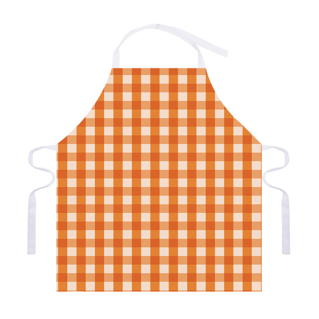 Burnt Orange And White Check Print Adjustable Apron