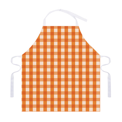 Burnt Orange And White Check Print Adjustable Apron