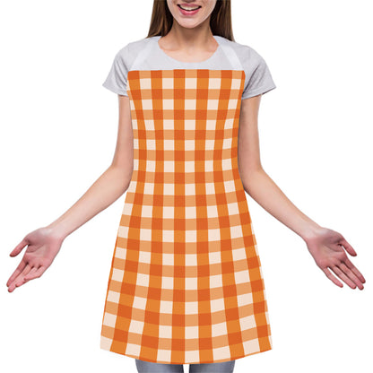Burnt Orange And White Check Print Adjustable Apron