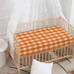 Burnt Orange And White Check Print Baby Crib Sheet
