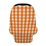 Burnt Orange And White Check Print Baby Seat Cover