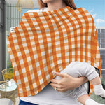 Burnt Orange And White Check Print Baby Seat Cover