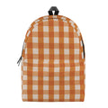 Burnt Orange And White Check Print School Backpack