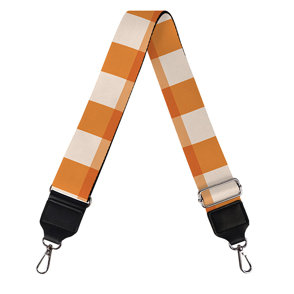 Burnt Orange And White Check Print Bag Strap