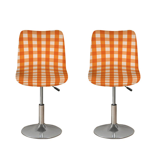 Burnt Orange And White Check Print Bar Stool Covers