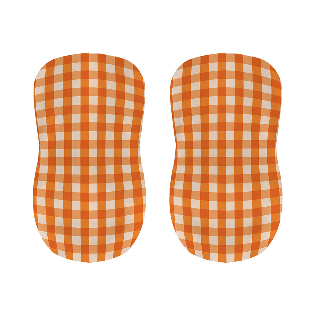 Burnt Orange And White Check Print Bar Stool Covers