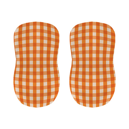 Burnt Orange And White Check Print Bar Stool Covers