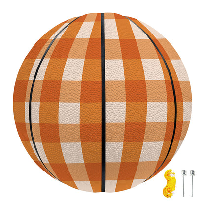 Burnt Orange And White Check Print Basketball