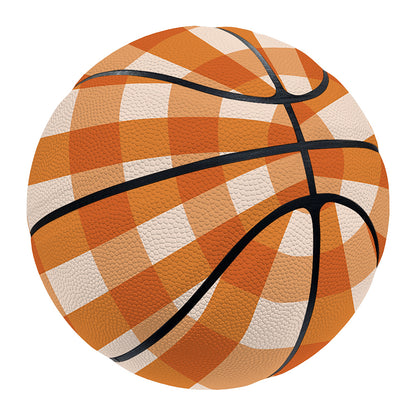 Burnt Orange And White Check Print Basketball