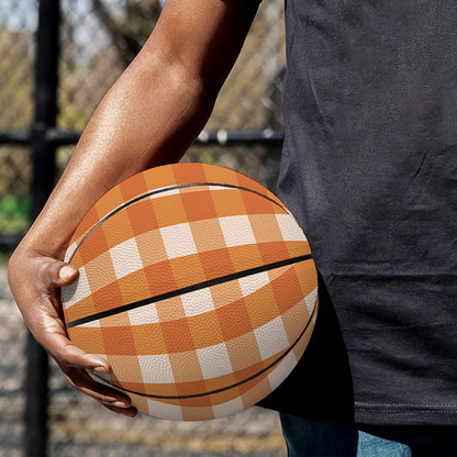 Burnt Orange And White Check Print Basketball
