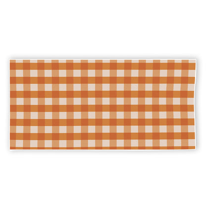 Burnt Orange And White Check Print Beach Towel