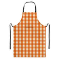 Burnt Orange And White Check Print Bib Apron With Pocket