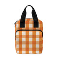 Burnt Orange And White Check Print Bible Tote Bag