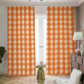 Burnt Orange And White Check Print Dimout Pencil Pleat Curtains