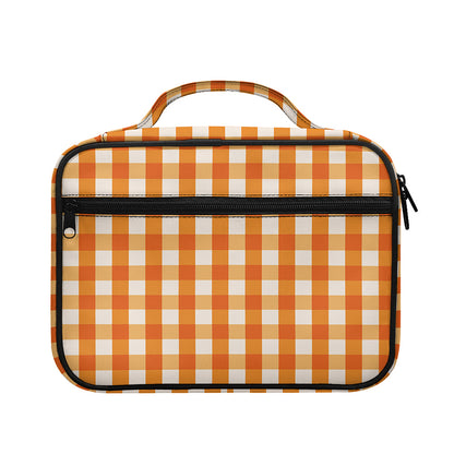 Burnt Orange And White Check Print Briefcase Bible Bag