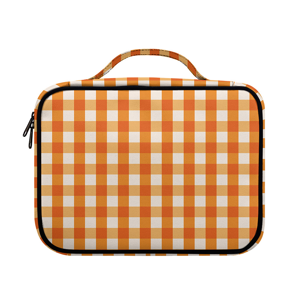 Burnt Orange And White Check Print Briefcase Bible Bag