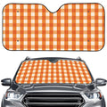 Burnt Orange And White Check Print Car Windshield Sun Shade
