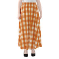 Burnt Orange And White Check Print Chiffon Maxi Skirt