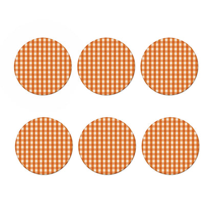 Burnt Orange And White Check Print Coaster Set