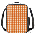 Burnt Orange And White Check Print Crossbody Lunch Bag