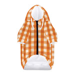 Burnt Orange And White Check Print Dog Zip Up Hoodie