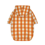Burnt Orange And White Check Print Dog Zip Up Hoodie
