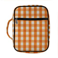 Burnt Orange And White Check Print Front Pocket Bible Bag