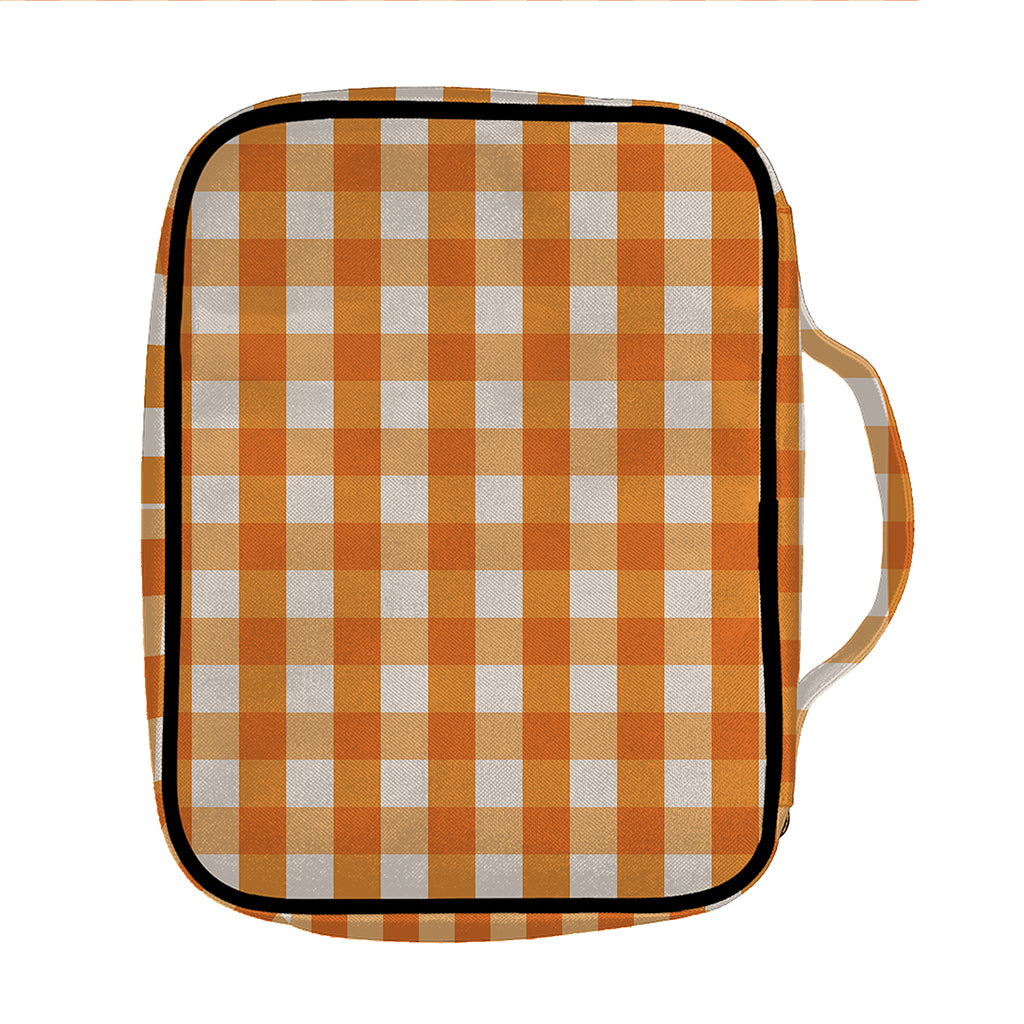 Burnt Orange And White Check Print Front Pocket Bible Bag