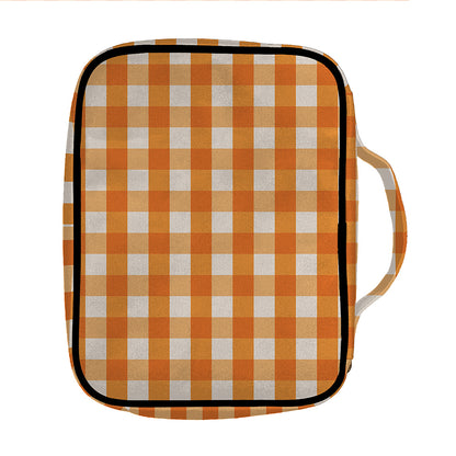 Burnt Orange And White Check Print Front Pocket Bible Bag