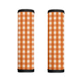 Burnt Orange And White Check Print Handle Covers